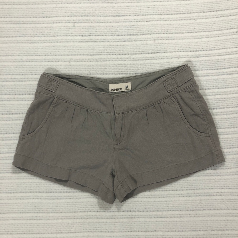 Old Navy Linen & Rayon Gray Casual Shorts Ladies Pleated Front Pockets‎ Size 2